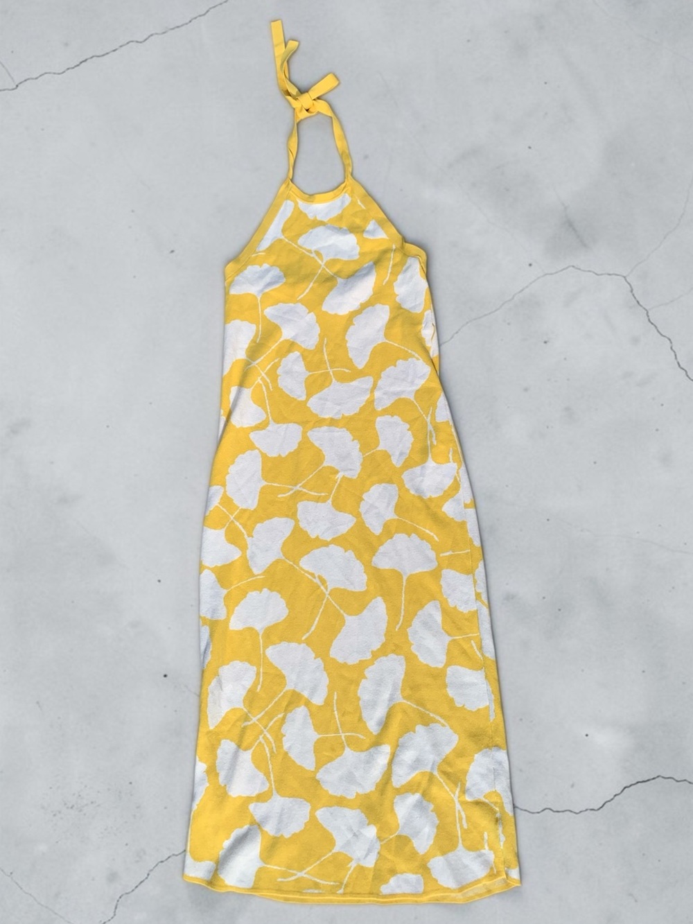 Diane Von Furstenberg x Target Yellow Dress with Ginkgo White Leaf Motif Large